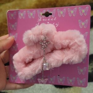 Pink Furry Hair Clip